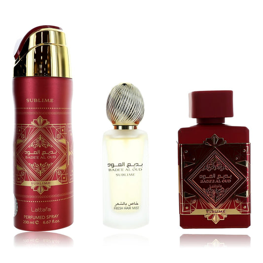 Bade'e Al Oud Sublime by Lattafa, 3 Piece Gift Set for