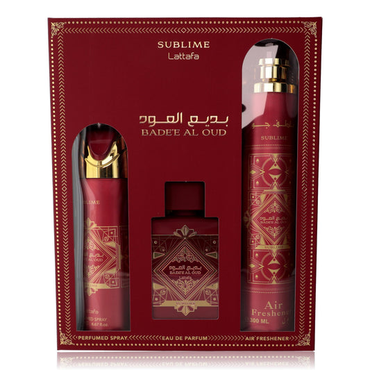 Bad'e Al Oud Sublime by Lattafa, 3 Piece Gift Set for Unisex